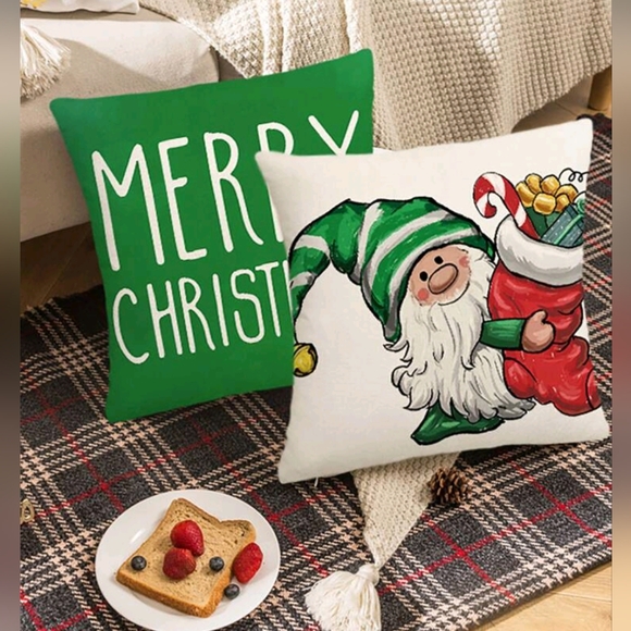Gnome Christmas Burlap Pillow Covers - 4 (no pillow) - Picture 2 of 7